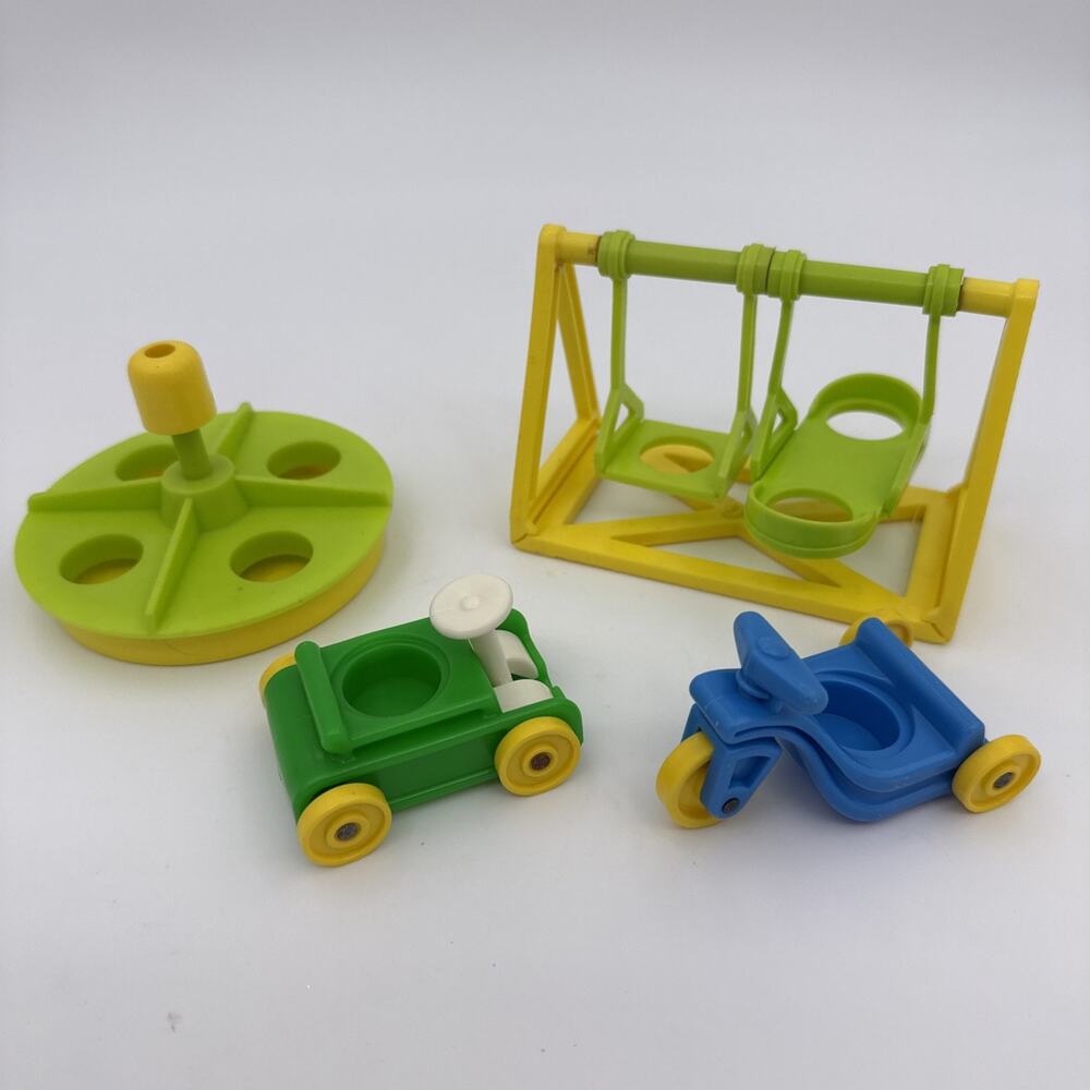 Fisher Price Little People Playground Swing Merry Go Round Tricycle Wagon